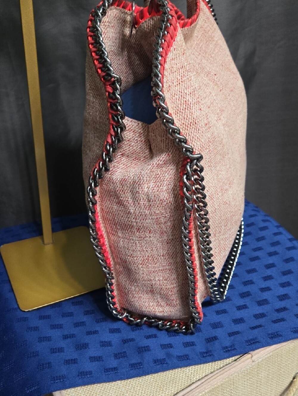 Stella McCartney Large Falabella Pink Tweed Tote with Gunmetal Chain Trim - Picture 4 of 16